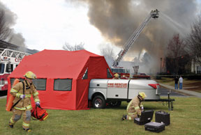 A fire-rescue Reeves Incident Command Post